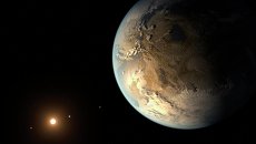 Планета Kepler-186F в системе звезды-красного карлика Kepler-186 глазами художника Планета Kepler-186F в системе звезды-красного карлика Kepler-186 глазами художника