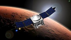 MAVEN Mars probe to orbit the red planet in the representation of the artist