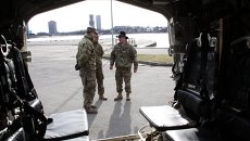 Показательный марш военнослужащих армии США. Архивное фото Показательный марш военнослужащих армии США. Архивное фото