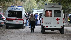 На месте стрельбы на подстанции скорой помощи в Симферополе На месте стрельбы на подстанции скорой помощи в Симферополе