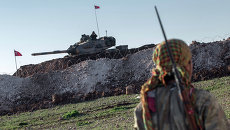 Танк турецкой армии возле границы с Сирией. Архивное фото Танк турецкой армии возле границы с Сирией. Архивное фото