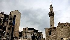 На одной из улиц в историческом центре в Алеппо На одной из улиц в историческом центре в Алеппо