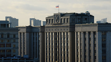 Здание Государственной Думы РФ на улице Охотный Ряд в Москве. Архивное фото