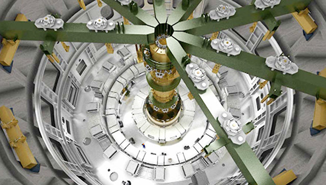 Процесс сборки термоядерного реактора. Архивное фото
