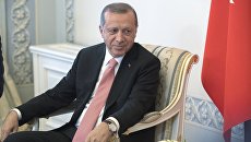 Президент Турции Реджеп Тайип Эрдоган во время встречи с президентом России Владимиром Путиным в Санкт-Петербурге. 9 августа 2016 Президент Турции Реджеп Тайип Эрдоган во время встречи с президентом России Владимиром Путиным в Санкт-Петербурге. 9 августа 2016