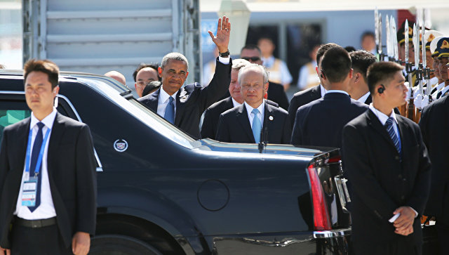 Президент США Барак Обама в аэропорту Ханчжоу, 3 сентября 2016