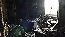 Последствия пожара в здании телеканала Интер в Киеве. Архивное фото Последствия пожара в здании телеканала Интер в Киеве. Архивное фото