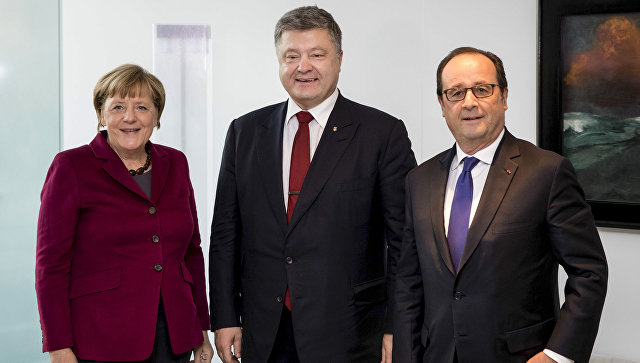 Порошенко, Меркель и Олланд продолжают подготовку дорожной карты "Минска-2"