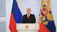 Президент РФ Владимир Путин выступает с ежегодным посланием Федеральному Собранию в Георгиевском зале Кремля. 1 декабря 2016 Президент РФ Владимир Путин выступает с ежегодным посланием Федеральному Собранию в Георгиевском зале Кремля. 1 декабря 2016