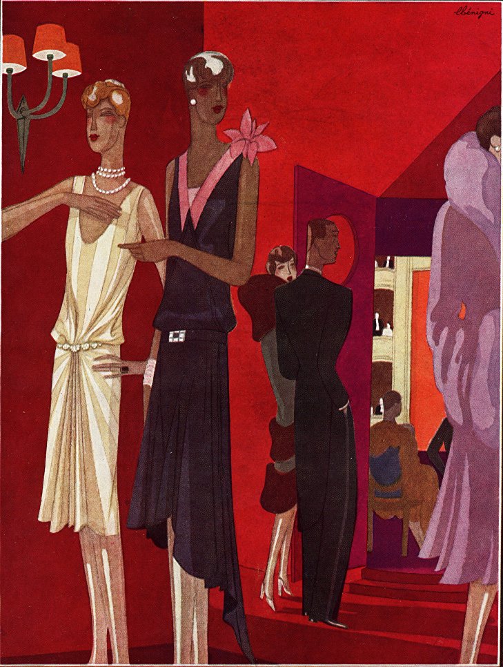 Реклама вечерних ансамблей от дома моды Redfern. Журнал Femina, 1927 г. Реклама вечерних ансамблей от дома моды Redfern. Журнал Femina, 1927 г.