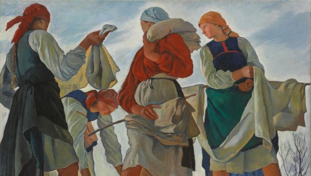 Зинаида Серебрякова Беление холста. 1917. Третьяковская галерея