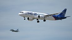 Первый полет нового российского пассажирского самолета МС-21 Первый полет нового российского пассажирского самолета МС-21