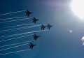 Многоцелевые истребители МиГ-29 пилотажной группы Стрижи выполняют демонстрационный полет на праздновании 105-летия ВКС РФ в Санкт-Петербурге Многоцелевые истребители МиГ-29 пилотажной группы Стрижи выполняют демонстрационный полет на праздновании 105-летия ВКС РФ в Санкт-Петербурге
