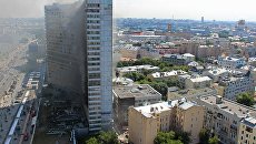 Возгорание в высотном здании на улице Новый Арбат в Москве. 18 июля 2017 Возгорание в высотном здании на улице Новый Арбат в Москве. 18 июля 2017