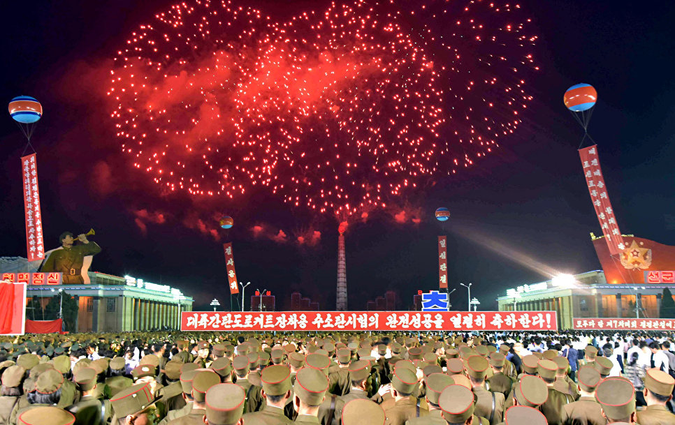 Празднование успешного испытания водородной бомбы в КНДР