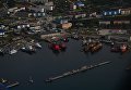 Порт в городе Корсаков на берегу залива Анива Порт в городе Корсаков на берегу залива Анива