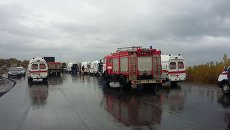 Место ДТП с участием автобуса в Коломенском районе Подмосковья Место ДТП с участием автобуса в Коломенском районе Подмосковья