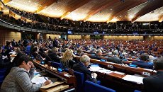 Делегаты в зале на пленарном заседании ПАСЕ. Архивное фото Делегаты в зале на пленарном заседании ПАСЕ. Архивное фото