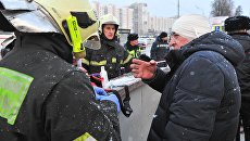 Водитель автобуса В.Тихонов на месте ДТП на Кутузовском проспекте Водитель автобуса В.Тихонов на месте ДТП на Кутузовском проспекте
