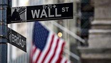 Информационный указатель на Уолл-стрит в Нью-Йорке, Архивное фото Информационный указатель на Уолл-стрит в Нью-Йорке, Архивное фото