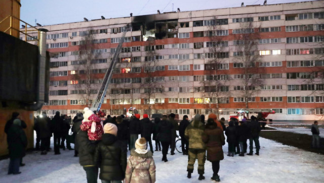 Жилой дом на улице Народного Ополчения в Санкт-Петербурге, где произошел взрыв газа. 13 марта 2018