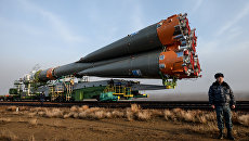 Вывоз ракеты-носителя Союз-ФГ c транспортно-пилотируемым кораблем Союз МС-08 на стартовую площадку космодрома Байконур. 19 марта 2018 Вывоз ракеты-носителя Союз-ФГ c транспортно-пилотируемым кораблем Союз МС-08 на стартовую площадку космодрома Байконур. 19 марта 2018