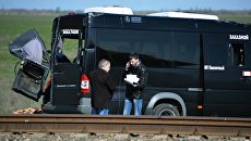 На месте ДТП на железнодорожном переезде под городом Армянск в Крыму. 8 апреля 2018 На месте ДТП на железнодорожном переезде под городом Армянск в Крыму. 8 апреля 2018