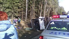 Место ДТП с участием автобуса в Подмосковье Место ДТП с участием автобуса в Подмосковье