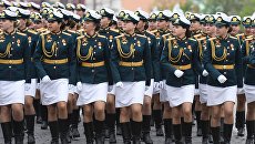 Курсантки Военного университета министерства обороны РФ на генеральной репетиции военного парада на Красной площади. 6 мая 2018 Курсантки Военного университета министерства обороны РФ на генеральной репетиции военного парада на Красной площади. 6 мая 2018