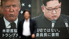 Портреты президента США Дональда Трампа и лидера КНДР Ким Чен Ына Портреты президента США Дональда Трампа и лидера КНДР Ким Чен Ына