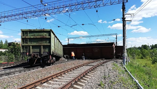 На месте схода вагонов с углем аа станции Черусти. 15 июня 2018