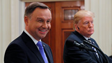 Президент Польши Анджей Дуда и президент США Дональд Трамп во время пресс-конференции в Вашингтоне. 18 сентября 2018 Президент Польши Анджей Дуда и президент США Дональд Трамп во время пресс-конференции в Вашингтоне. 18 сентября 2018
