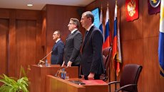 Губернатор Чукотки Роман Копин во время вступления в должность. 8 октября 2018 Губернатор Чукотки Роман Копин во время вступления в должность. 8 октября 2018