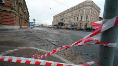 Прорыв трубы с горячей водой в Санкт-Петербурге Прорыв трубы с горячей водой в Санкт-Петербурге