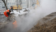 Прорыв трубы горячего водоснабжения в Санкт-Петербурге Прорыв трубы горячего водоснабжения в Санкт-Петербурге