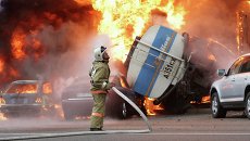 Последствия ДТП с бензовозом в Алма-Ате Последствия ДТП с бензовозом в Алма-Ате